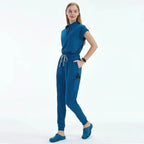 Elevate Your Workday with the Ultimate 10-Pocket Women's Scrubs Set for Style and Comfort Indigo