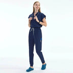 Elevate Your Workday with the Ultimate 10-Pocket Women's Scrubs Set for Style and Comfort NAVY