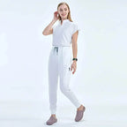 Elevate Your Workday with the Ultimate 10-Pocket Women's Scrubs Set for Style and Comfort White