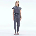 Elevate Your Workday with the Ultimate 10-Pocket Women's Scrubs Set for Style and Comfort Dark Gray