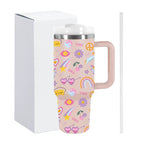 Powder Coated Double Wall Stainless Steel 40oz Tumblers Travel Mug with Pattern Gift