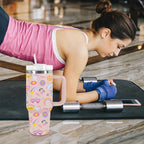 Powder Coated Double Wall Stainless Steel 40oz Tumblers Travel Mug with Pattern Gift