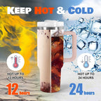 Powder Coated Double Wall Stainless Steel 40oz Tumblers Travel Mug with Pattern Gift