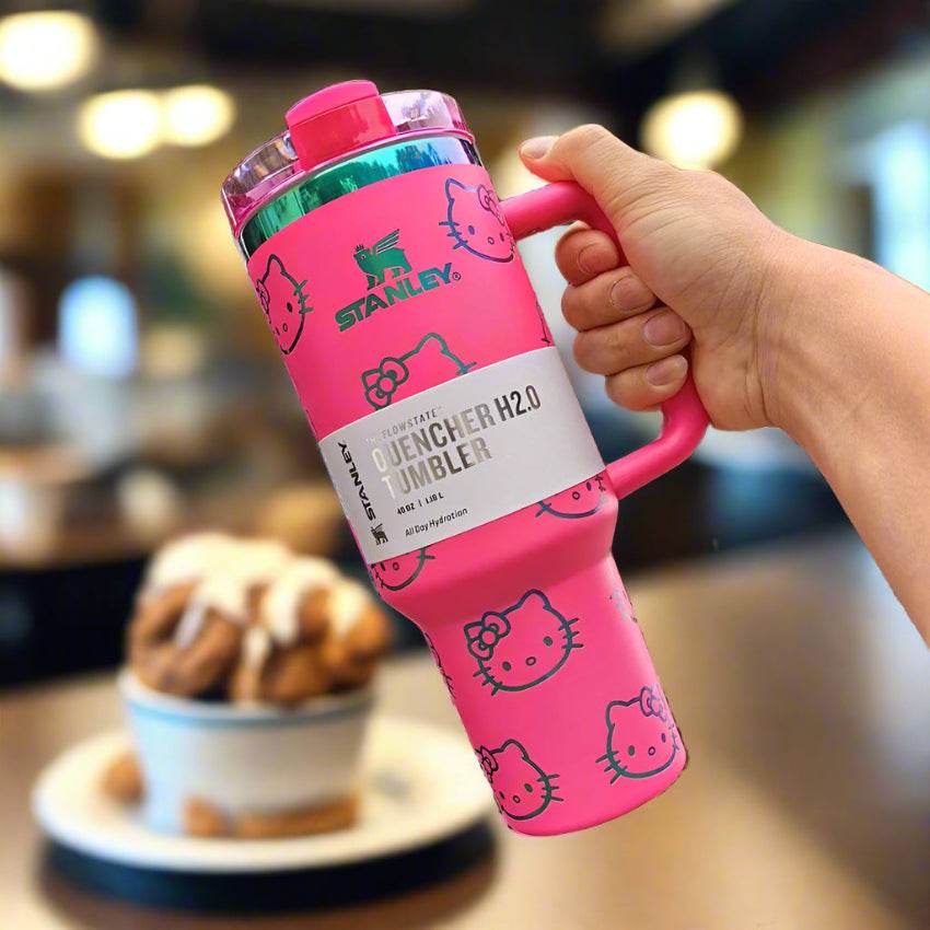 Stanley Quencher H2.0 40 oz Tumbler with Handle and Straw and Flow-state 3-Position Lid Hot pink 40oz 1.1L