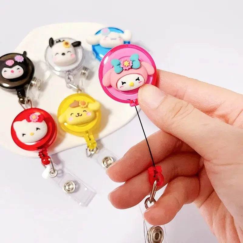 Anime Sanrio Hello Kitty Badge Reel Retractable ID Badge Holder With 360 Rotating Alligator Clip Nurse Name Credential Holder