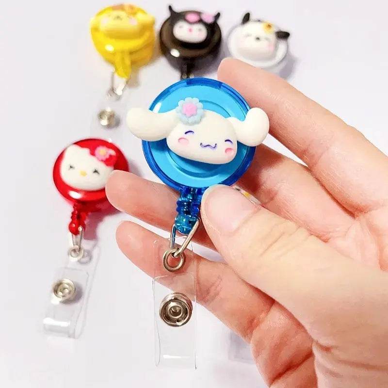 Anime Sanrio Hello Kitty Badge Reel Retractable ID Badge Holder With 360 Rotating Alligator Clip Nurse Name Credential Holder
