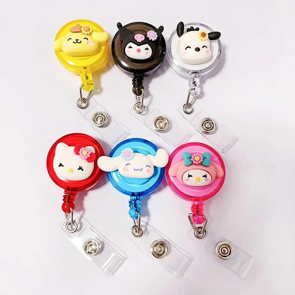 Anime Sanrio Hello Kitty Badge Reel Retractable ID Badge Holder With 360 Rotating Alligator Clip Nurse Name Credential Holder