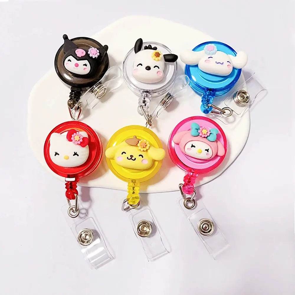 Anime Sanrio Hello Kitty Badge Reel Retractable ID Badge Holder With 360 Rotating Alligator Clip Nurse Name Credential Holder