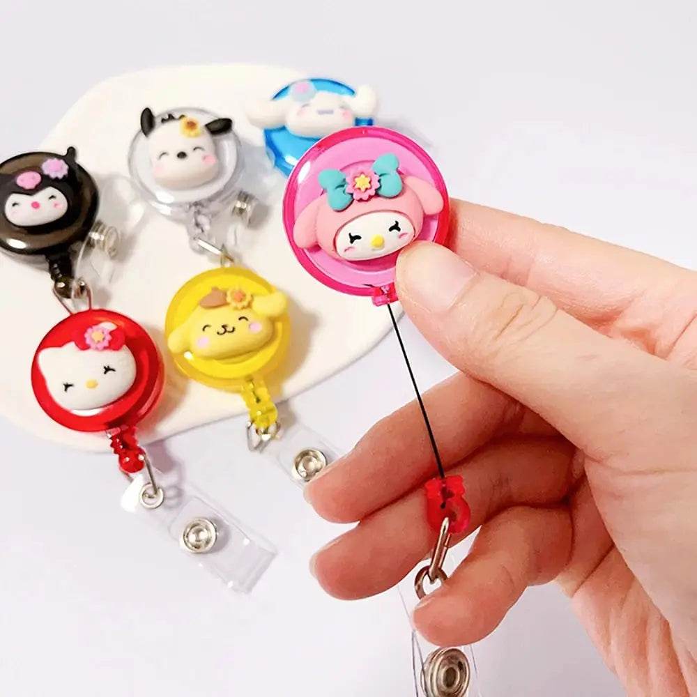 Anime Sanrio Hello Kitty Badge Reel Retractable ID Badge Holder With 360 Rotating Alligator Clip Nurse Name Credential Holder