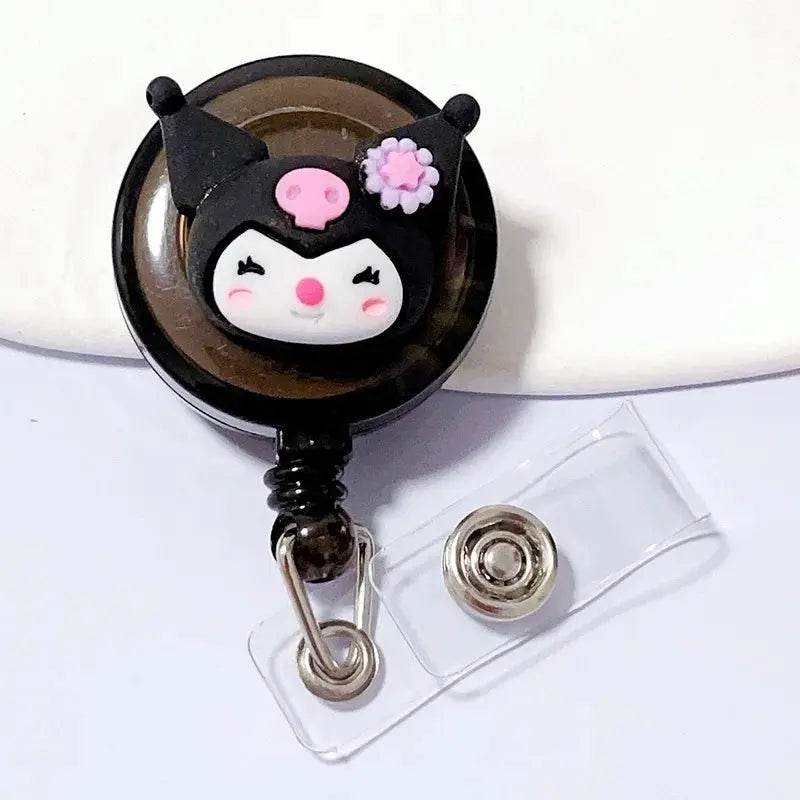 Anime Sanrio Hello Kitty Badge Reel Retractable ID Badge Holder With 360 Rotating Alligator Clip Nurse Name Credential Holder Kuromi CHINA