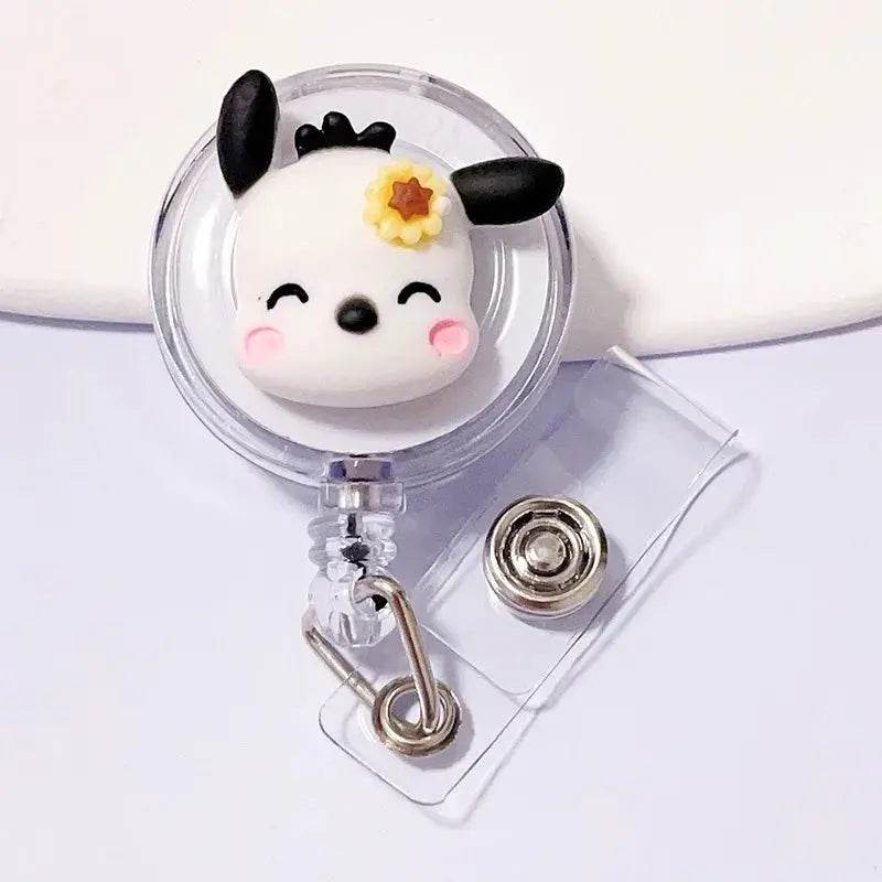 Anime Sanrio Hello Kitty Badge Reel Retractable ID Badge Holder With 360 Rotating Alligator Clip Nurse Name Credential Holder Pochacco CHINA