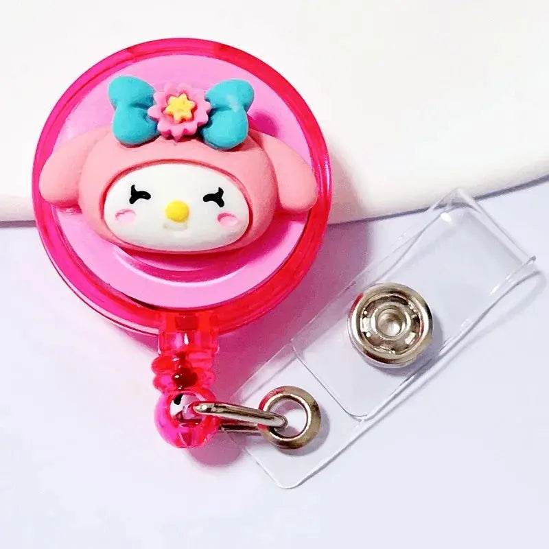 Anime Sanrio Hello Kitty Badge Reel Retractable ID Badge Holder With 360 Rotating Alligator Clip Nurse Name Credential Holder Melody CHINA