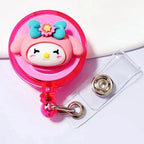 Anime Sanrio Hello Kitty Badge Reel Retractable ID Badge Holder With 360 Rotating Alligator Clip Nurse Name Credential Holder Melody CHINA