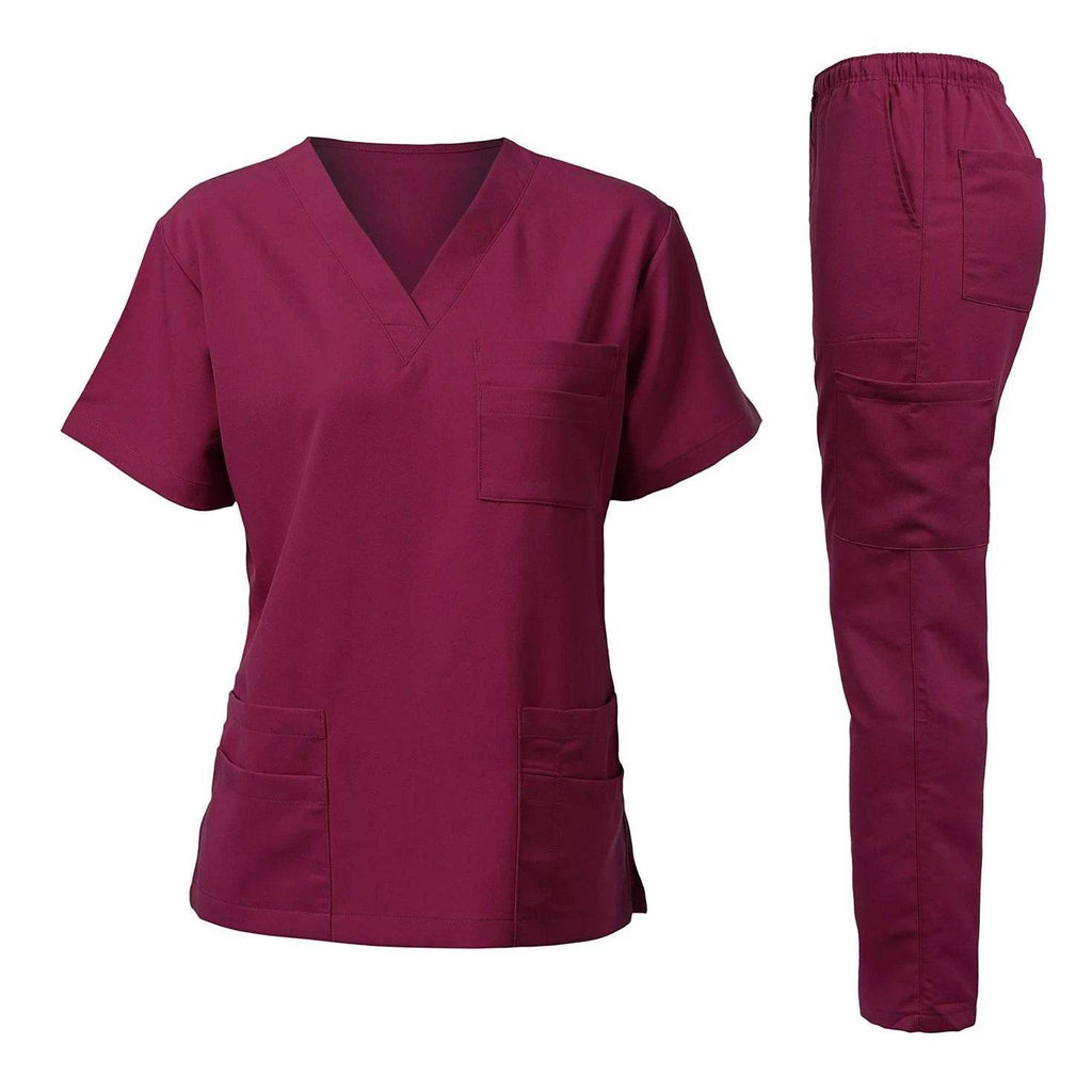 Washable Nursing Scrubs Set for Women - Anti-Wrinkle Soft Fabric Hospital Uniform Medical Jogger Tops for Nurses Brown