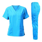 Washable Nursing Scrubs Set for Women - Anti-Wrinkle Soft Fabric Hospital Uniform Medical Jogger Tops for Nurses Sky blue