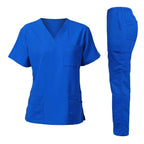 Washable Nursing Scrubs Set for Women - Anti-Wrinkle Soft Fabric Hospital Uniform Medical Jogger Tops for Nurses Blue