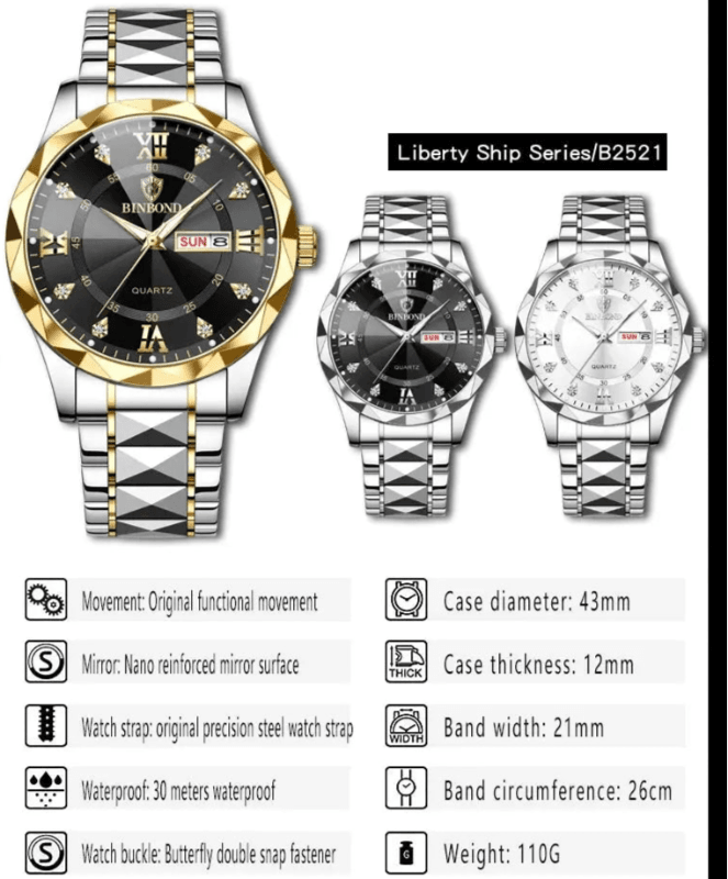 Top Brand Luxury Fashion Quartz Watch for Men