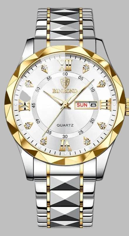 Top Brand Luxury Fashion Quartz Watch for Men M-gold white