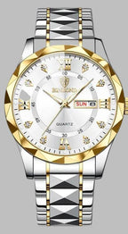 Top Brand Luxury Fashion Quartz Watch for Men M-gold white