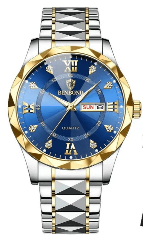 Top Brand Luxury Fashion Quartz Watch for Men M-gold blue