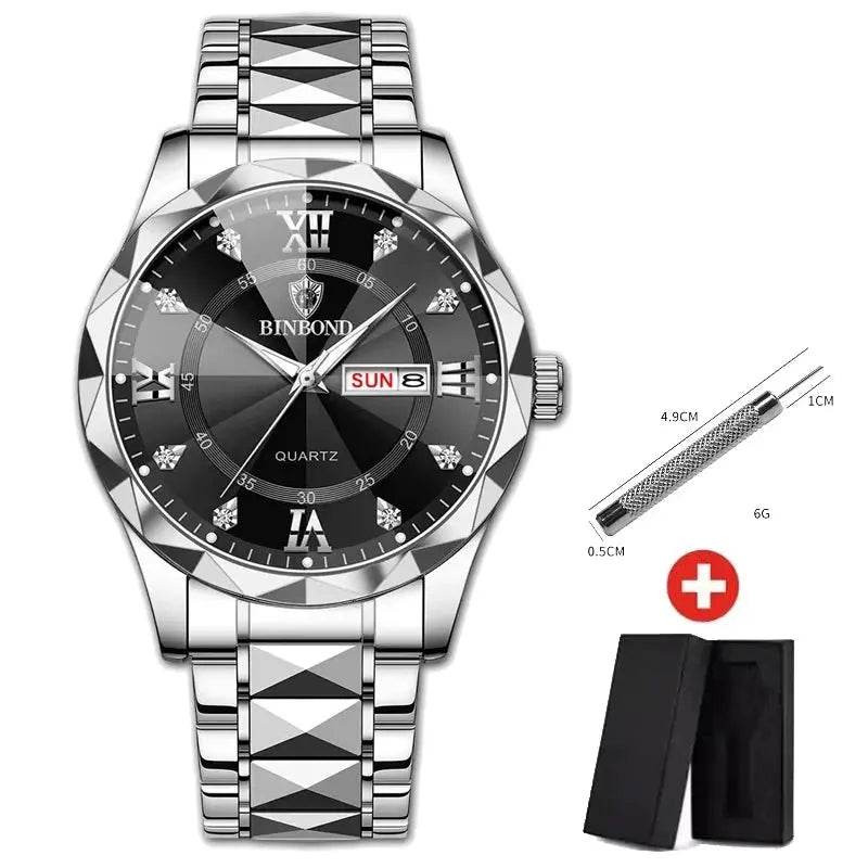 Top Brand Luxury Fashion Quartz Watch for Men Silver black