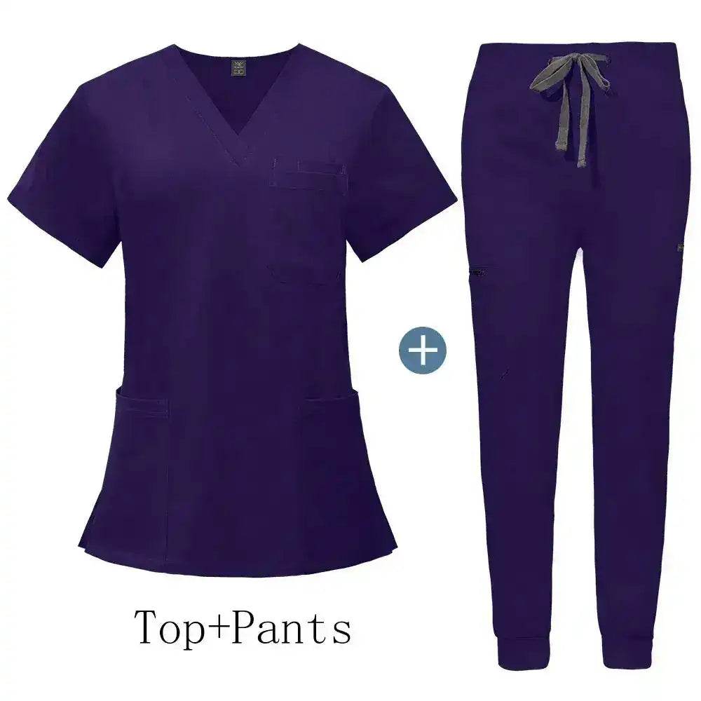 Comfort and Professionalism with Anti-Wrinkle Nursing Scrubs for Long Shifts 42118-Grape Purple