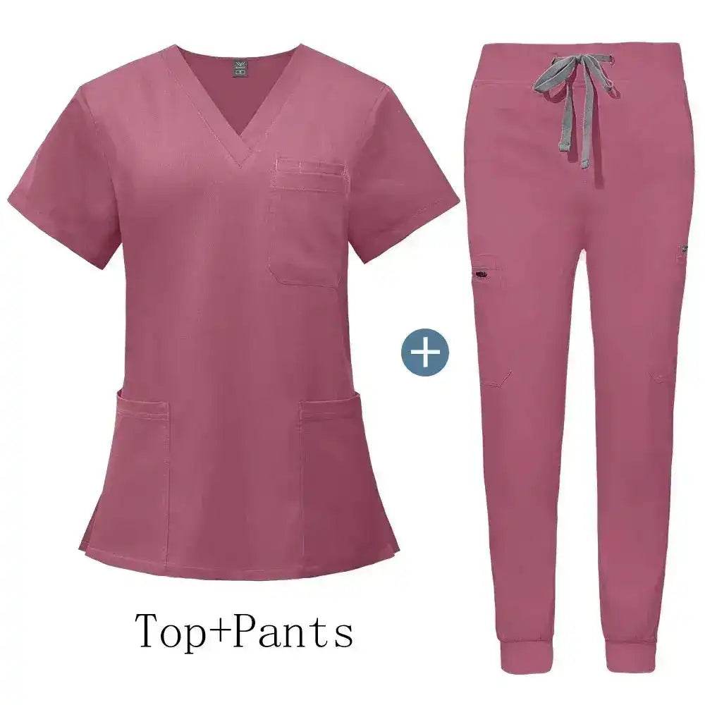 Comfort and Professionalism with Anti-Wrinkle Nursing Scrubs for Long Shifts 42118-Meat pink