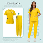 Comfortable and Colorful, Slim Fit, Women's Scrubs Sets, Jogger Style Pants 42118-Yellow