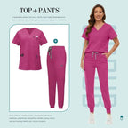 Comfortable and Colorful, Slim Fit, Women's Scrubs Sets, Jogger Style Pants 42118-Rose Pink