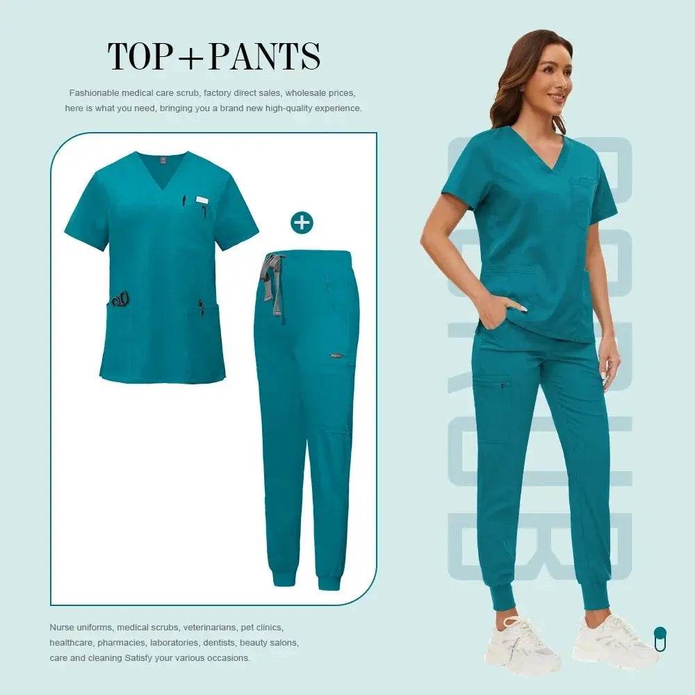 Comfortable and Colorful, Slim Fit, Women's Scrubs Sets, Jogger Style Pants 42118-Lake blue