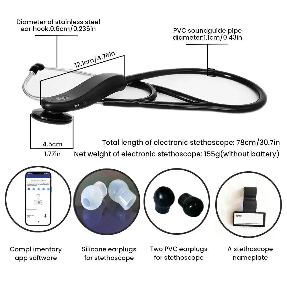 Digital Bluetooth Wireless Intelligent Electronic Stethoscope 40x Magnification-Comes With App