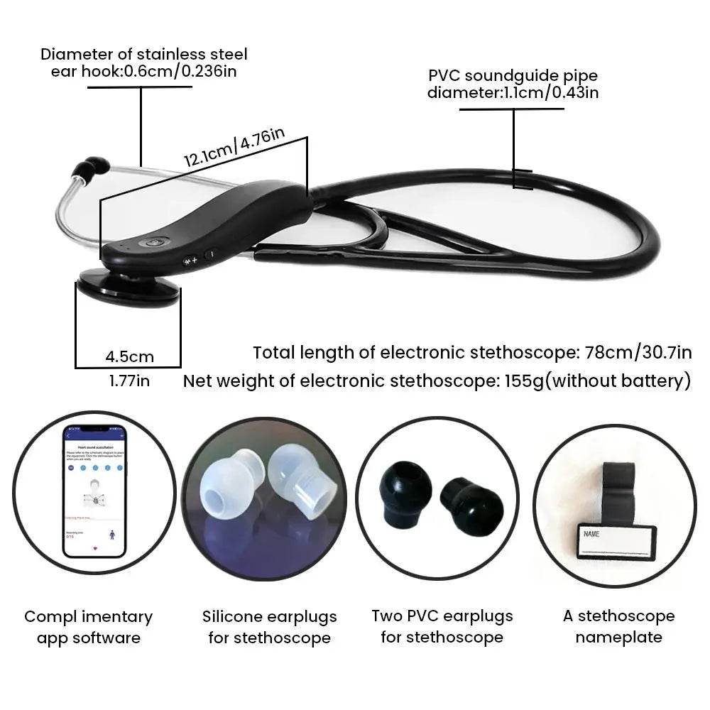 Digital Bluetooth Wireless Intelligent Electronic Stethoscope 40x Magnification-Comes With App