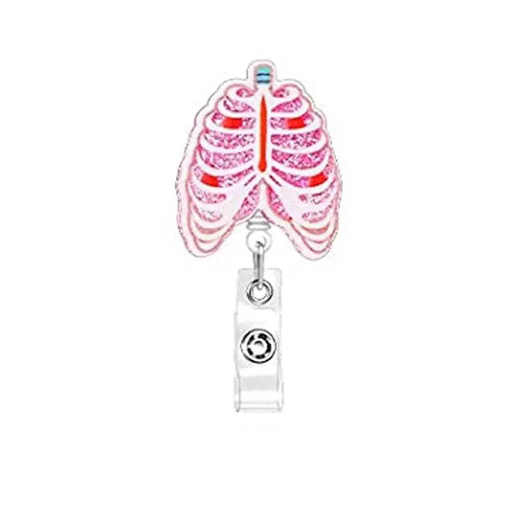 Anatomy Retractable Nurse Badge Reel, Clip Badge Holder, ID Card Holder bones