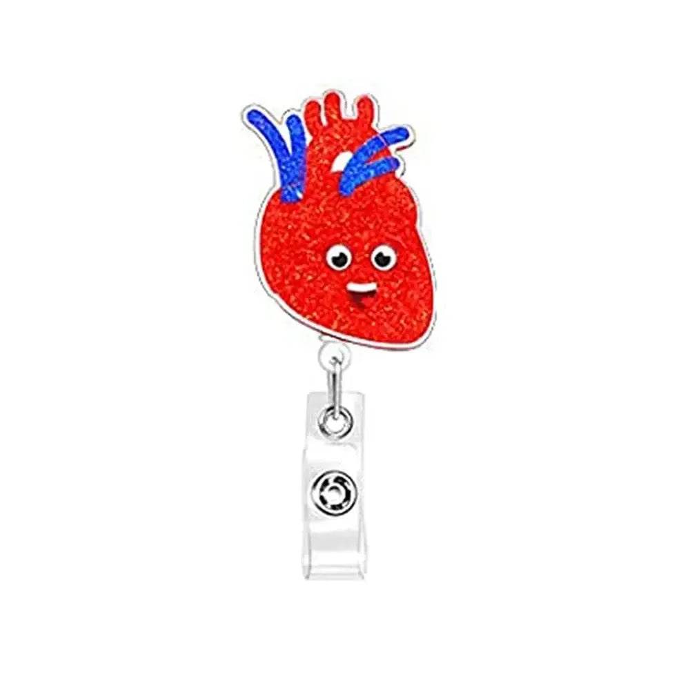 Anatomy Retractable Nurse Badge Reel, Clip Badge Holder, ID Card Holder heart