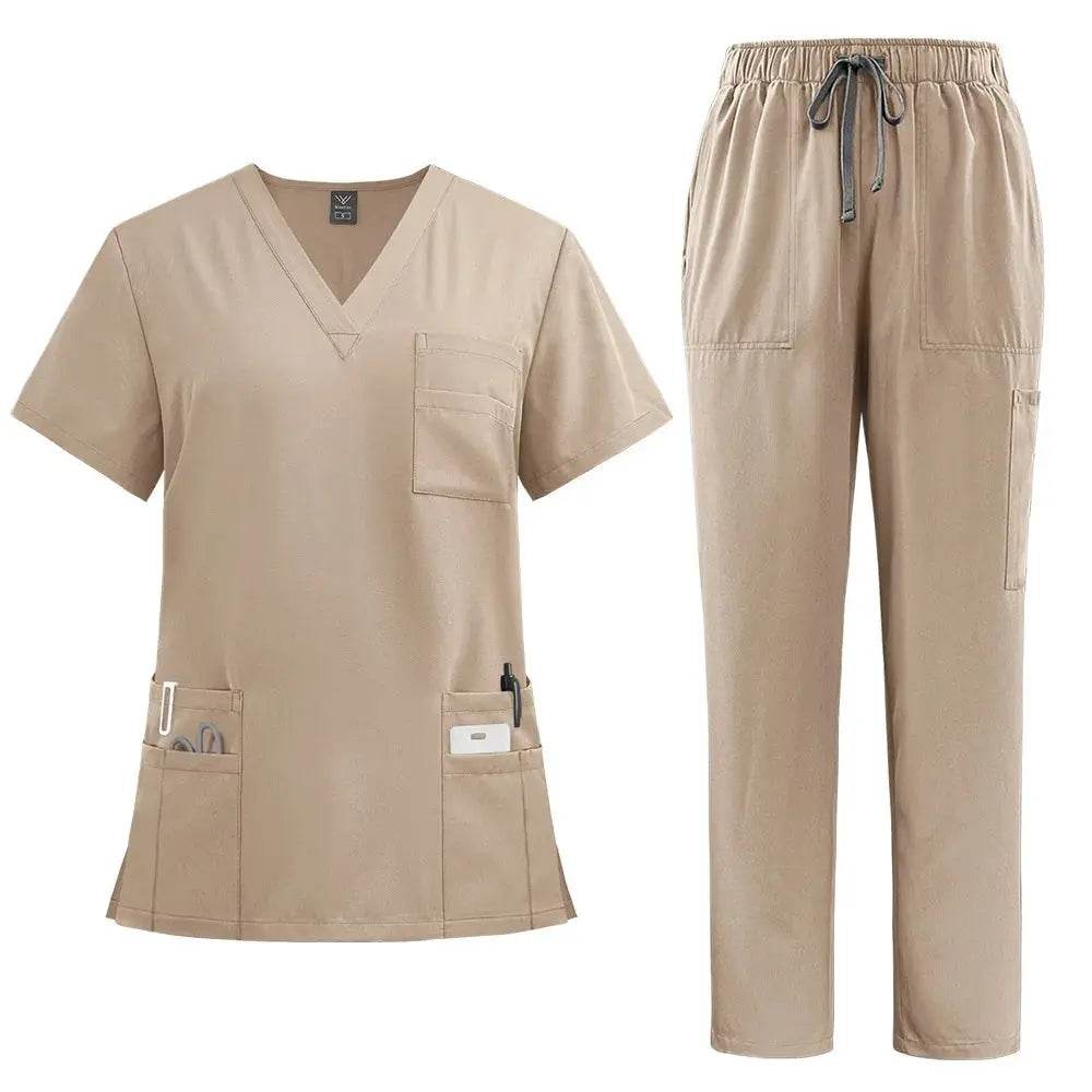 Doctor and Nurse Scrubs Work Uniforms with Straight Leg Pants