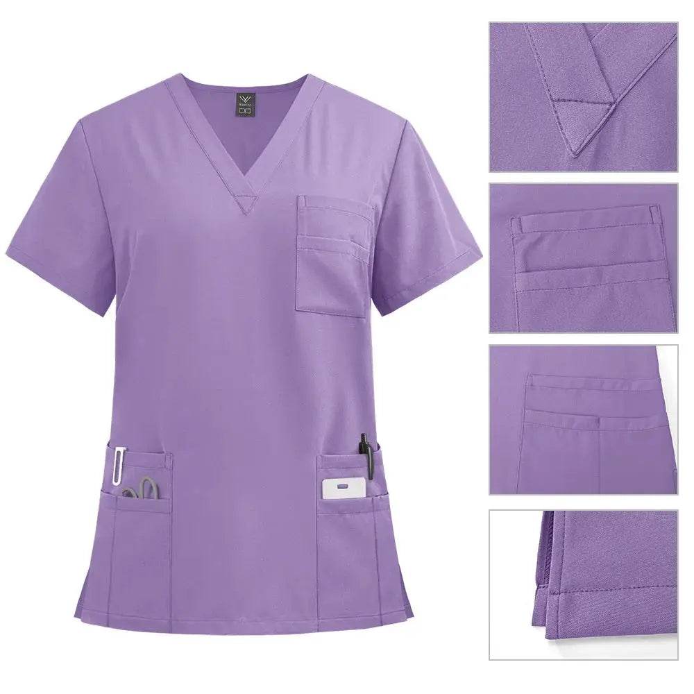 Doctor and Nurse Scrubs Work Uniforms with Straight Leg Pants