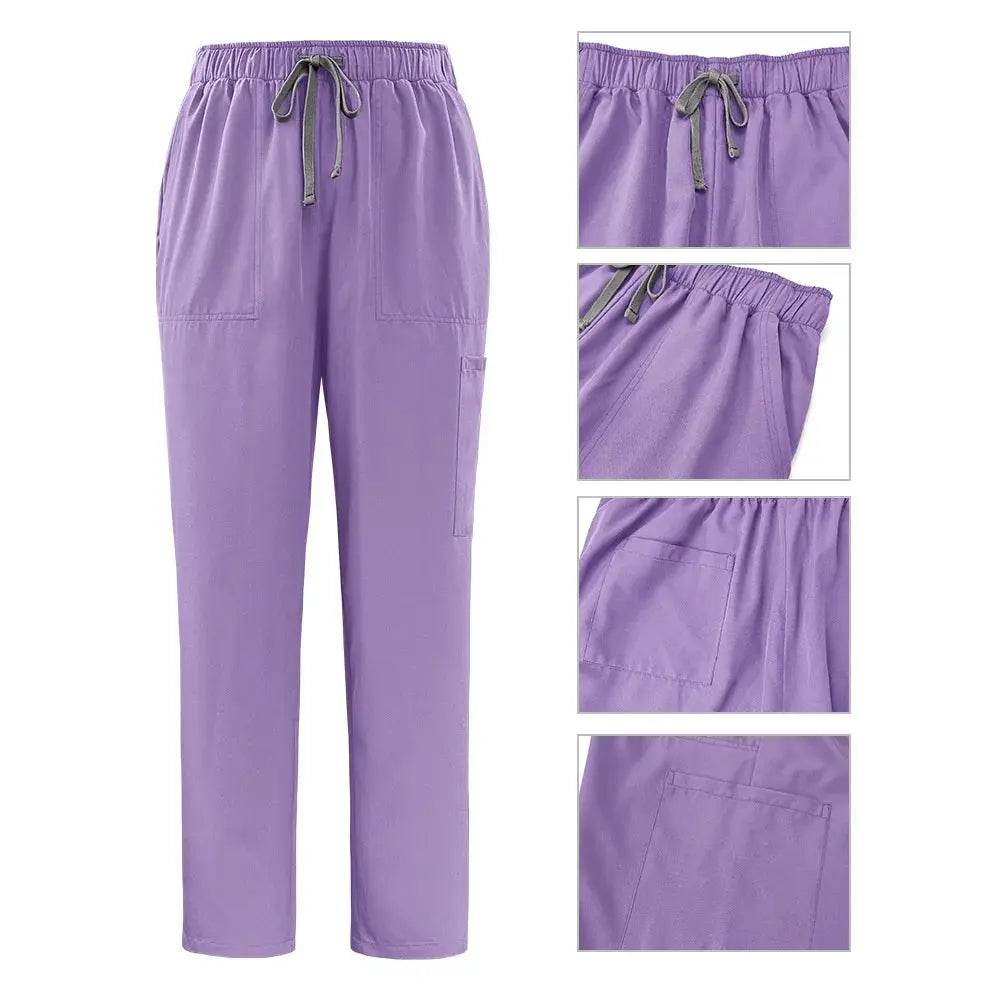 Doctor and Nurse Scrubs Work Uniforms with Straight Leg Pants