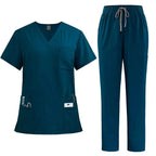 Doctor and Nurse Scrubs Work Uniforms with Straight Leg Pants