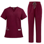 Doctor and Nurse Scrubs Work Uniforms with Straight Leg Pants