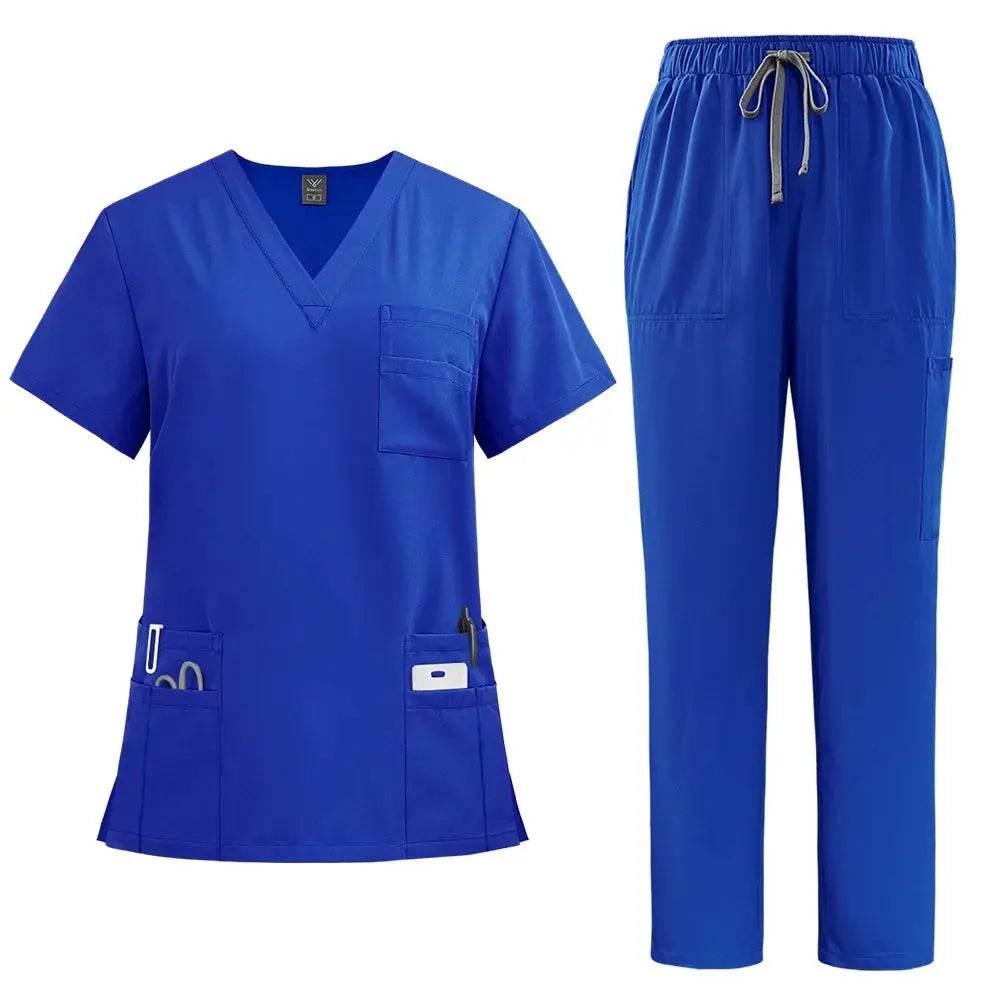 Doctor and Nurse Scrubs Work Uniforms with Straight Leg Pants Baolan