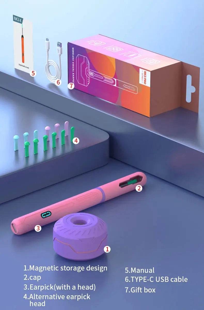 Camera Otoscope Earpick Set, USB C Charging Endoscope