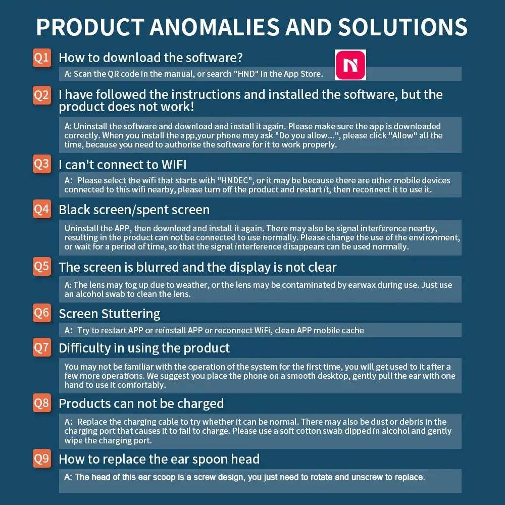 Camera Otoscope Earpick Set, USB C Charging Endoscope