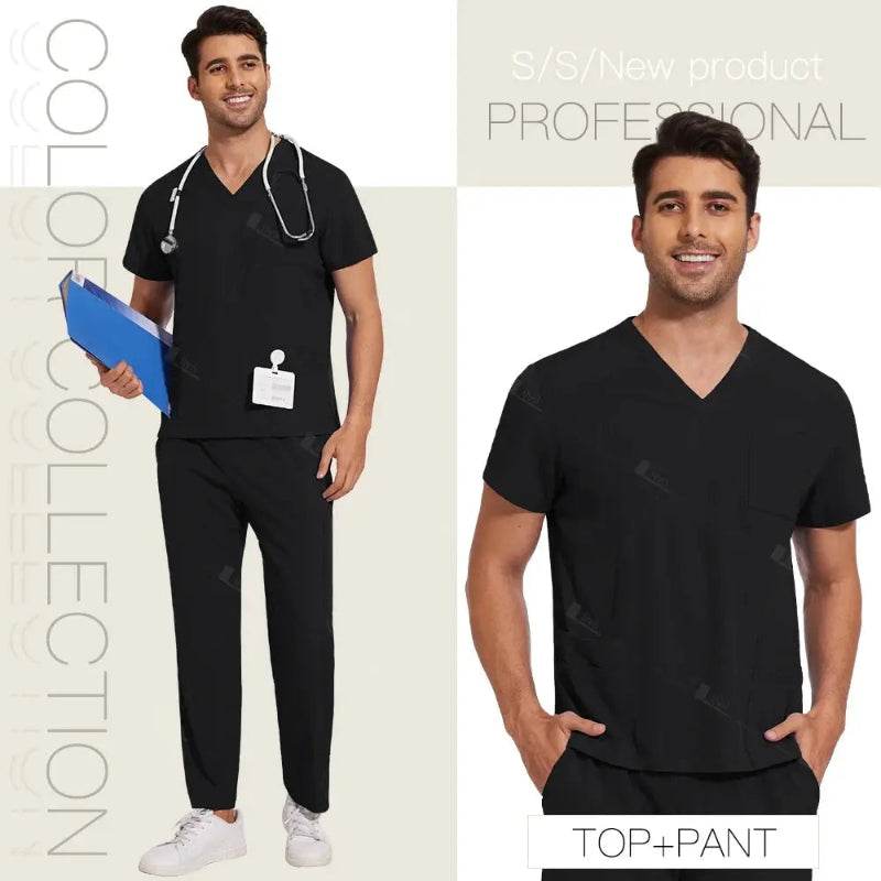 Professional Unisex Scrubs Set for Ultimate Comfort and Functionality 42168-Black