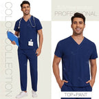Professional Unisex Scrubs Set for Ultimate Comfort and Functionality 42168-Dark blue
