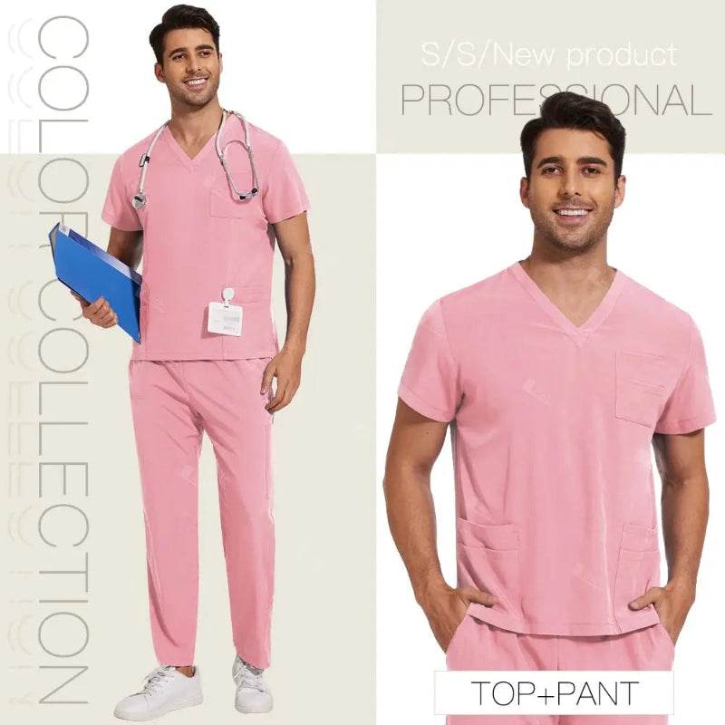 Professional Unisex Scrubs Set for Ultimate Comfort and Functionality 42168-Pink
