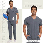 Professional Unisex Scrubs Set for Ultimate Comfort and Functionality 42168-Grey