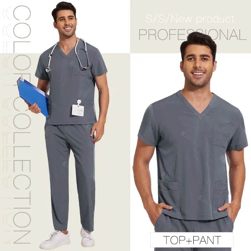 Professional Unisex Scrubs Set for Ultimate Comfort and Functionality 42168-Grey