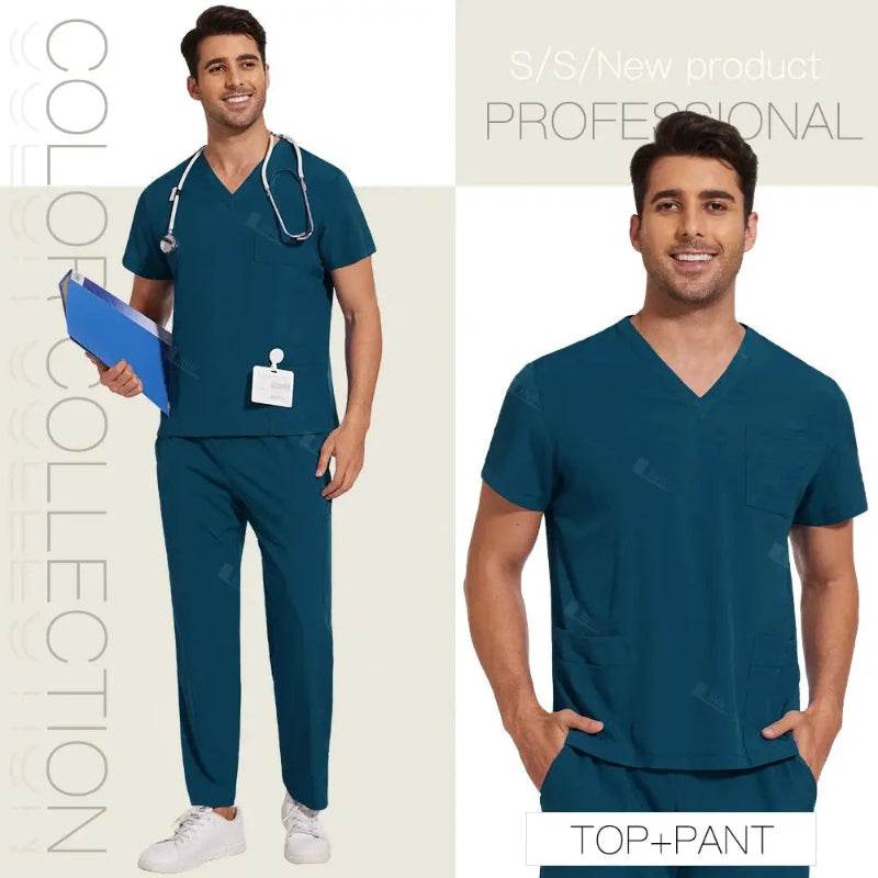 Professional Unisex Scrubs Set for Ultimate Comfort and Functionality 42168-Caribbean Blue