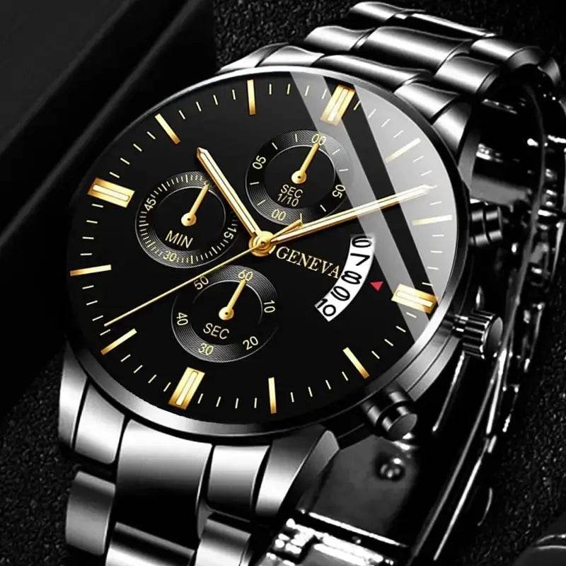 Men’s Black Stainless Steel Quartz Luxury Watch