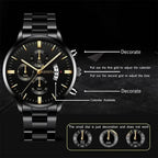 Men’s Black Stainless Steel Quartz Luxury Watch